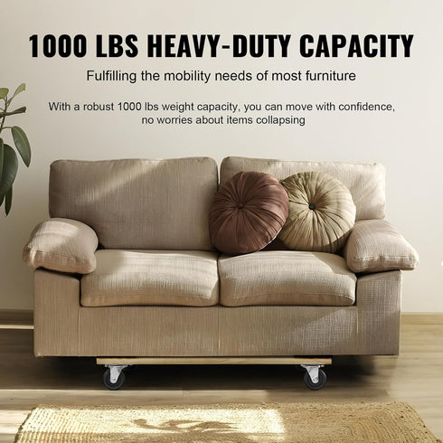 1000 lbs 18" 30", 4 3 1 Pack VEVOR Furniture Dolly, Load Capacity, x x PP Swivel Casters, Heavy Duty Hardwood Furniture