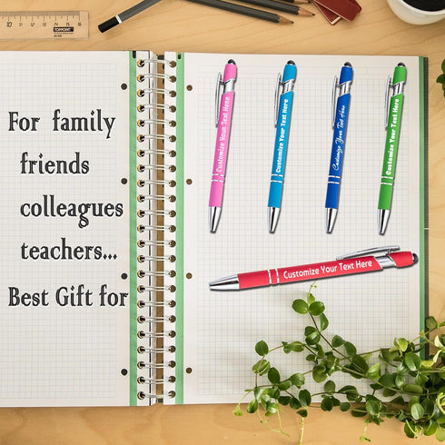 Coregiftr Personalised Pens Custom Engraved Ballpoint Pen with Stylus Tip Retractable Customized Click Ink Pen