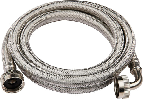 EFIELD Premium Washing Machine Hose with 90 Degree Elbow, Hot or Cold Water Supply Line, 6 Feet, PVC Core with Braided Stainless Steel