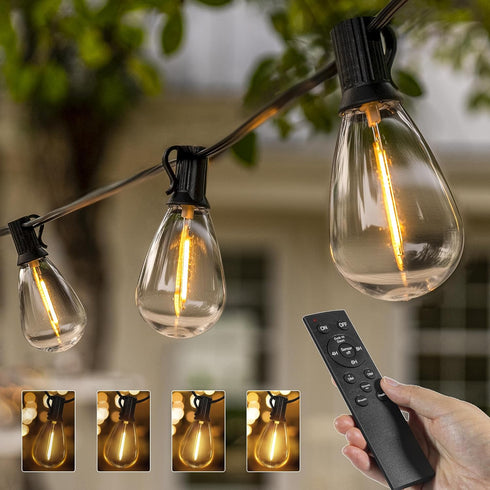 Ollny S11 Outdoor String Lights with Remote, 30 FT 3 Modes Dimmable