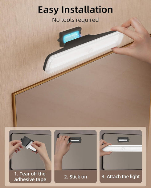 1 Pack, 3 Dimming, EZVALO Wireless Makeup Light Vanity Lights for Mirror,Bathroom Mirror Light, Rechargeable, Color