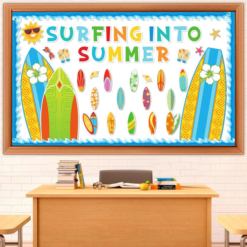 Summer Classroom Bulletin Board Decorations - Surfboard Surfing Paper Cutouts for School Supplies