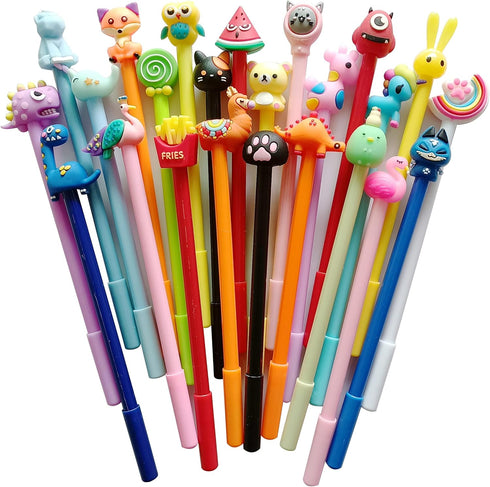 sencoo Cute Cartoon Black Gel Ink Pens, Kawaii Birthday Present for Students, 100 Pens + 100 Refill + 1 Notebook