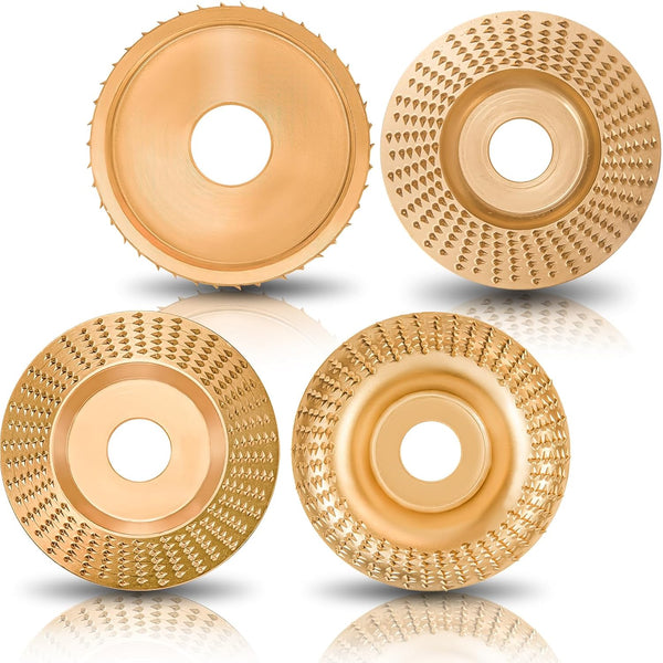 4PCS Angle Grinder Wood Carving Disc Set, Stump Tool Grinder Disc Wheel Attachments for Woodworking