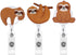 WILLBOND 3 Pcs Sloth Badge Holder, Cute Sloth Retractable Felt Reel Clip with Alligator Clip for Women Nurse ID Card