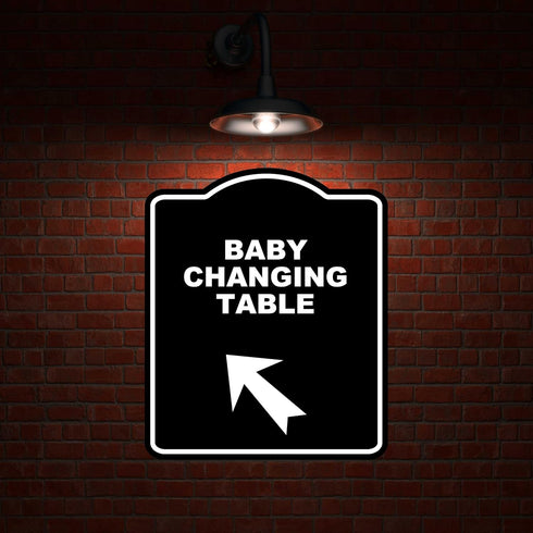 8.5 10 inches BABY CHANGING TABLE Black Sign Arrow Up Left Aluminum Composite Sign x