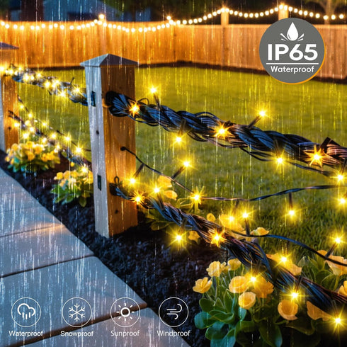 cshare 39.4ft 120LED 8 Solar String Lights for Outside, Outdoor Solar String Lights Modes for Garden Yard Patio Tree