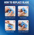 4 Unger Professional Compact Window and Glass Scraper, Reversible Razor Blade Tool with Retractable Safety Guard, Use