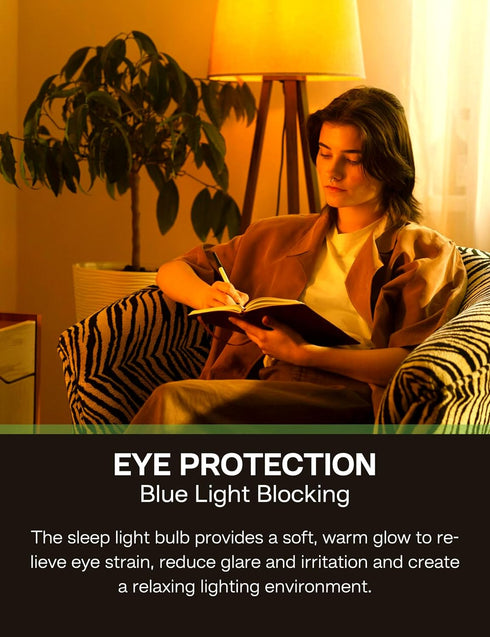 Sleep Light Bulb, 100 Watt Equivalent, 13W Blue Light Blocking, 1800K Amber Color, 2 Pack