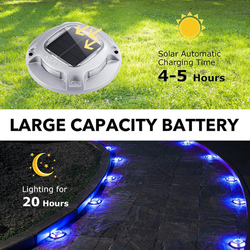 1 Pack, 2 AGPTEK Solar Driveway Lights Outdoor Color Modes LED Deck Dock Marine Waterproof Security Marker Lights