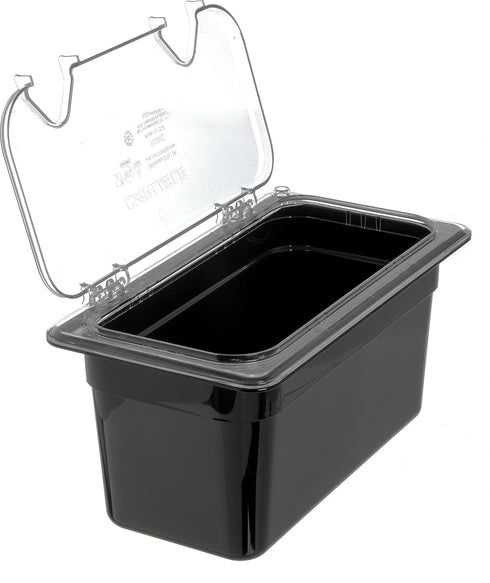 Carlisle FoodService Products Storplus Food Pan, Storage Container with Spoonable Corners, 1/3 Size 6 Inches Deep, Black