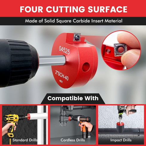 PVC Fitting Saver with 1- -Inch Head Aluminum, PVC Pipe Reamer for Water, Drain, and Vent Lines