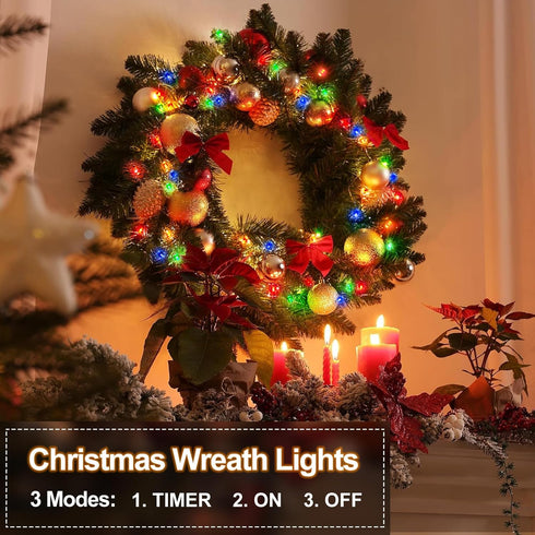 50 16.4Ft String Lights with Timer, Christmas Outdoor String Lights LED Waterproof Lights for Xmas Tree Wreath Garland