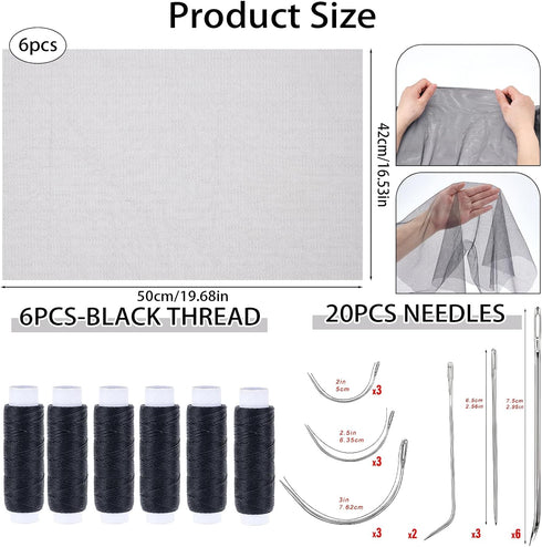 15 19.7 16.5 Inches Black Pcs Hair Stretch Weaving Net, x Deluxe Triple Helix Mesh, Treated Hair Net Accessories