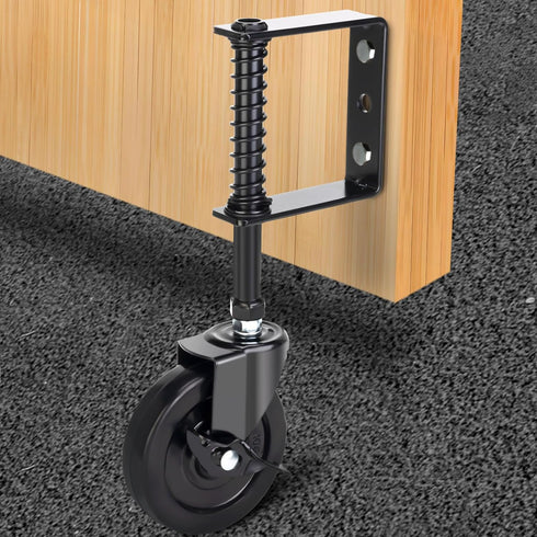 4 Inch Heavy Duty Gate Wheel with Brake, Spring Loaded Caster Wheel, Outdoor Gate Helper for Wooden PVC Fences, 220 Lbs