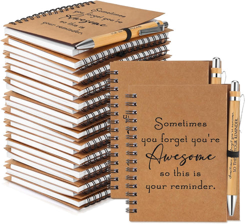 Honoson 30 Sets Spiral Notebooks - Thank You Gifts, Inspirational Journals with Bamboo Pens