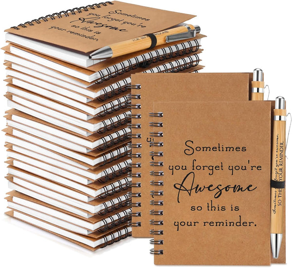 Honoson 30 Sets Spiral Notebooks - Thank You Gifts, Inspirational Journals with Bamboo Pens