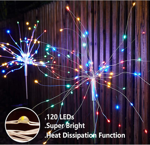 4 120 40 PCS Solar Firework Light, Outdoor Solar Garden Decorative Lights LED Powered Copper Wires String DIY Landscape
