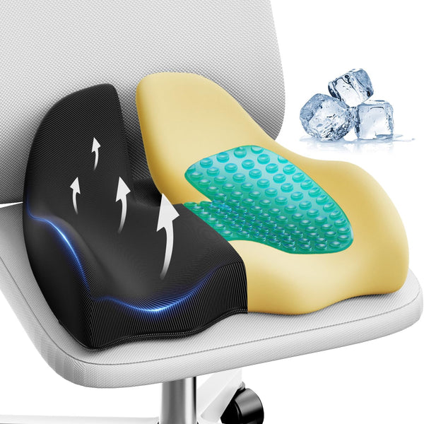 Benazcap Gel Seat Cushion for Office Chair Ergonomic Cushions-Gel & Memory Foam