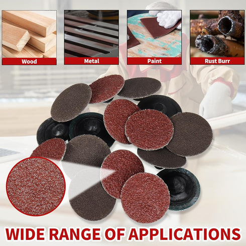 68Pcs 1 inch Set 1/4'' Quick Change Sanding Discs Fine Medium Coarse Grit Surface Conditioning Discs R Type Quick
