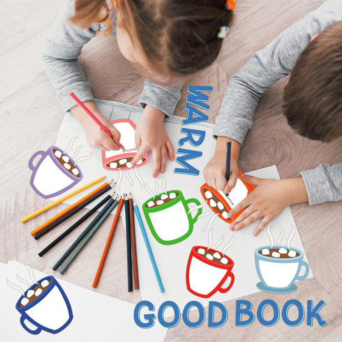 Winter Bulletin Board Set, Hot Cocoa Marshmallow Classroom Decoration, Warm Up with a Good Book Paper Cutouts for DIY