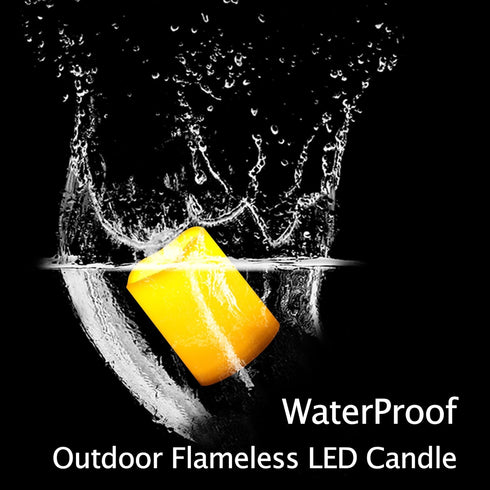 2 3" x4" PCS Waterproof Outdoor Battery Operated Flameless LED Pillar Candles with Timer Flickering Plastic Resin