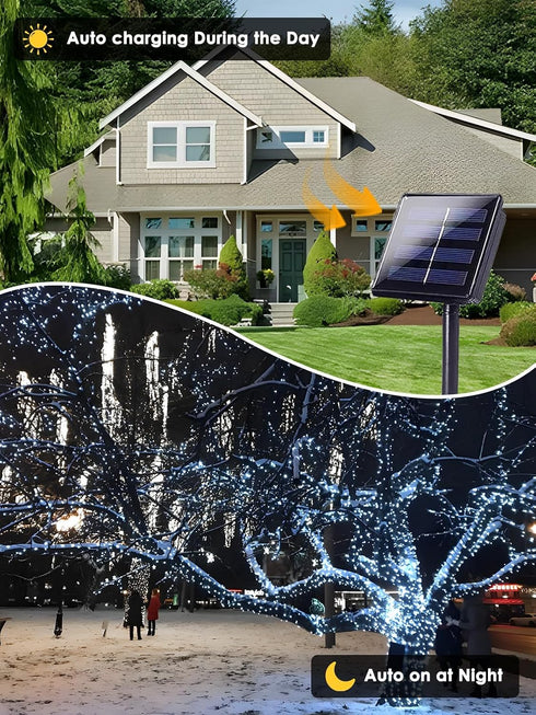 2 Pack 200 8 LED Solar String Lights for Outside, Solar Christmas Lights Outdoor with Lighting Modes, Waterproof Green