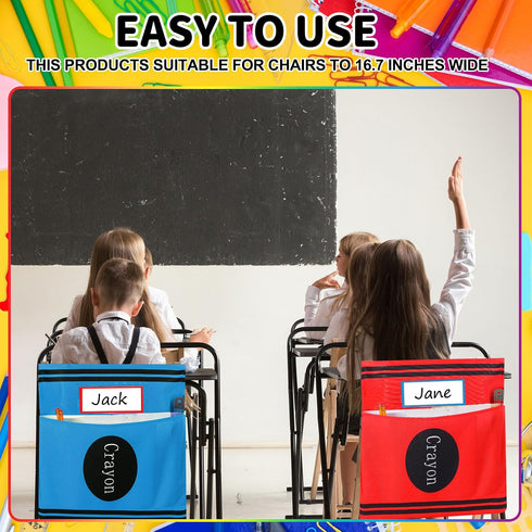 Sunnymove 12 Pack 18.5'' 19'' Back to School Chair Pockets Crayon Classroom Decor x Chair Pockets for Classroom Crayon