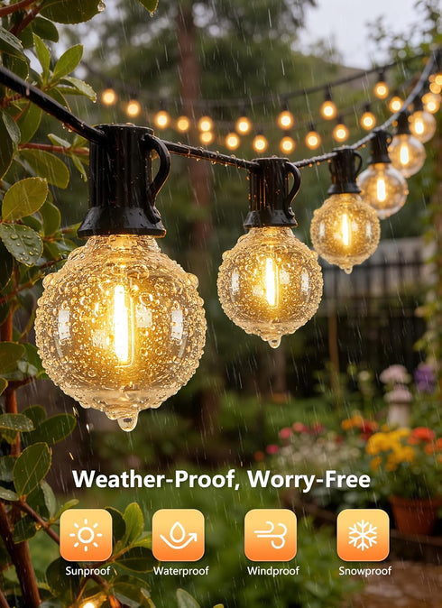 55FT 17 G40 Bulbs Dimmable Brightown Outdoor String Lights, Shatterproof Patio Lights, Waterproof Hanging Connectable