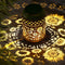 Kaixoxin 2 Pack Solar Garden Decor Metal Lantern Sunflower Table Lamp Bronze