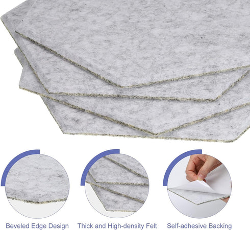 PATIKIL Felt Bulletin Board, 12"x10", 6 Packs Self Adhesive Hexagon Tiles for Sound Proofing