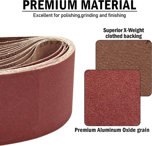 3 x 18 Inch Sanding Belts, 40 Grit Aluminum Oxide Belt Sander Paper for Woodworking, 12 Pack