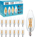 12 Pack E12 Bulb 40 4W B10 C32 Bulbs, 400LM 2700K Bulbs Candelabra LED Watt Equivalent, LED Filament Candle Light Soft