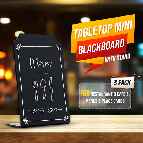 Small Chalkboard Sign for Food Tabletop, Acrylic Board, 4 x 6 Size, Mini Blackboard with Stand