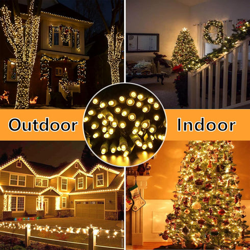 25ft 50 Counts Commercial IP:65, Warm White LED Christmas Lights - Grade Outdoor Waterproof, Green Wire, Xmas Tree