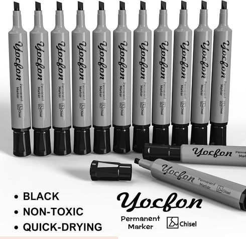 Yocfon Markers,128 Pack, Permanent Crown Whiteboard Markers With Chisel Tip, Waterproof Markers, Works On Plastic