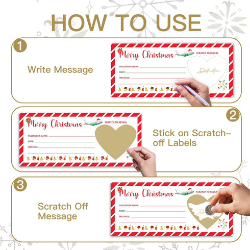 A06 Christmas Boarding Pass Gifts Ticket, Merry Christmas Scratch-Off Card With Envelope, Surprise Reveal Card
