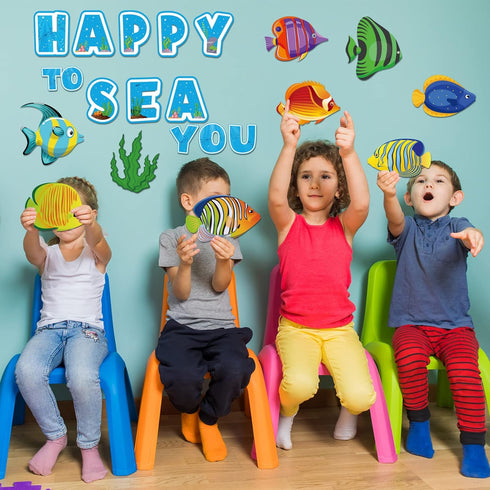 Fish Cutouts Tropical Fish Bulletin Board Decorations for Fishing Ocean Themed Birthday Party Supplies for Kids