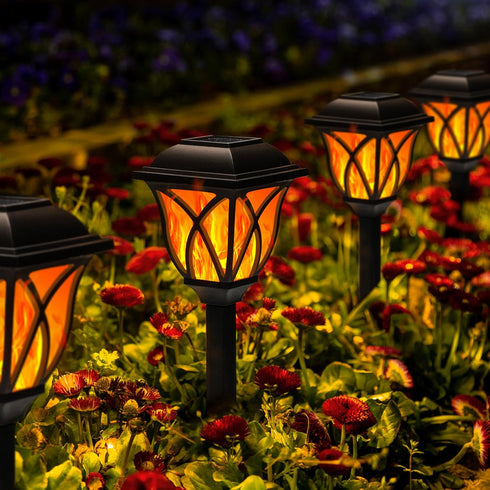 GIGALUMI Solar Lights Outdoor Waterproof, 6 Pack Flickering Flame LED Lights, Garden