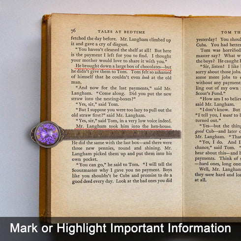 Wisdompro 2 Pcs Metal Bookmark, Retro Vintage Bronze Book Mark Ruler with Dried Flower, Gift Box for Book Lovers
