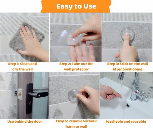 Yunshan Strongest Door Stopper, 6 PCS, 1.97“ Clear Rubber Wall Protector, Self Adhesive Bumper Guard