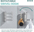 APLusee Swivel Towel Hook, Polished Chrome 304 Stainless Steel Triple Robe Hook with Multi Rotating Arms