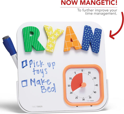 TIME TIMER MOD with Dry Erase Board, 60-Minute Visual Countdown Timer with Magnetic Whiteboard for Notes, Chores