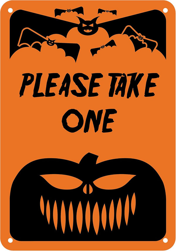 Halloween Sign "Please Take One" Reflective Aluminum 7" x 10" (HW-0091-RA)