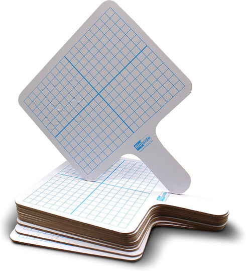 Flipside Products Rectangular Graph Dry Erase Answer Paddles, Double-Sided Handheld Whiteboard, Pack of 12