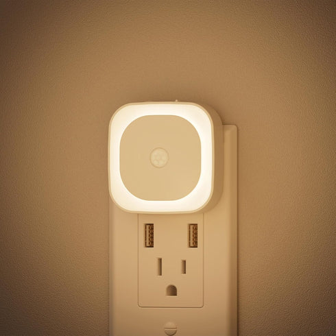 2 Pack Plug in Night Light, Motion Sensor & Dusk to Dawn Sensor, Dimmable Night Lights for Kids