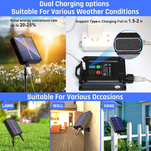 19 300 105ft Dimmable (300LED-Blue) New Upgraded Solar Rope Lights Outdoor Waterproof Modes LED Solar String Lights