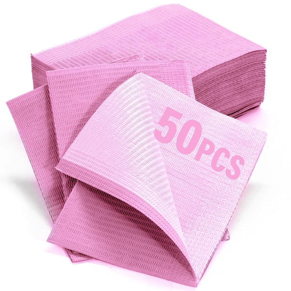 LA MIERE 50P Pink Diamond Embossed Dental Bibs 13"x18" - 3 Ply