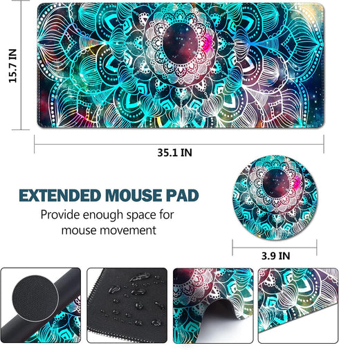 AIMSA 35x15.7inch, Large Gaming Mouse Pad, XXL Keyboard Mouse Mat Extended Desk Pad with Stitched Edges, Durable