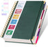 Spiral Notebook, 5 Subject College Ruled with Dividers, 250 Page Leather Journal for Work School, Large B5 Green